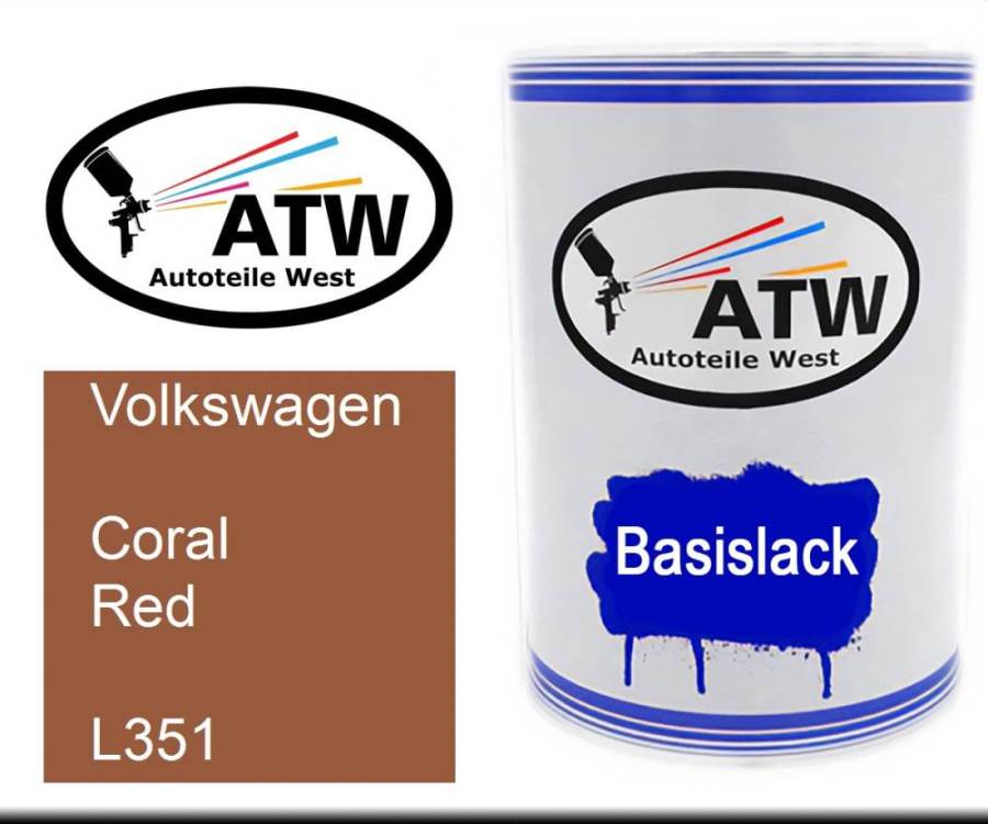 Volkswagen, Coral Red, L351: 500ml Lackdose, von ATW Autoteile West.